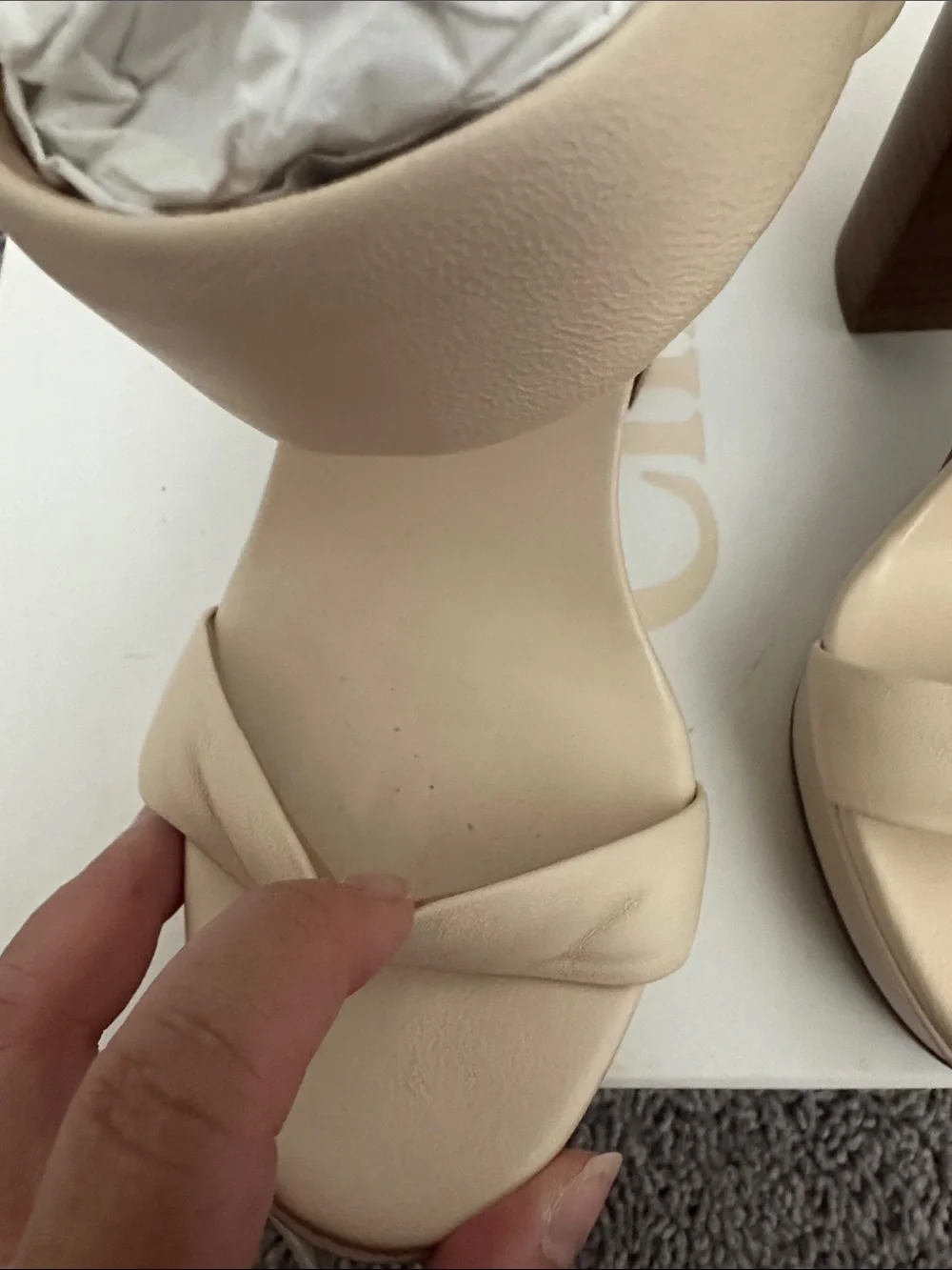 Chloe Cream Platform Block Heel Sandals with Ankle Strap